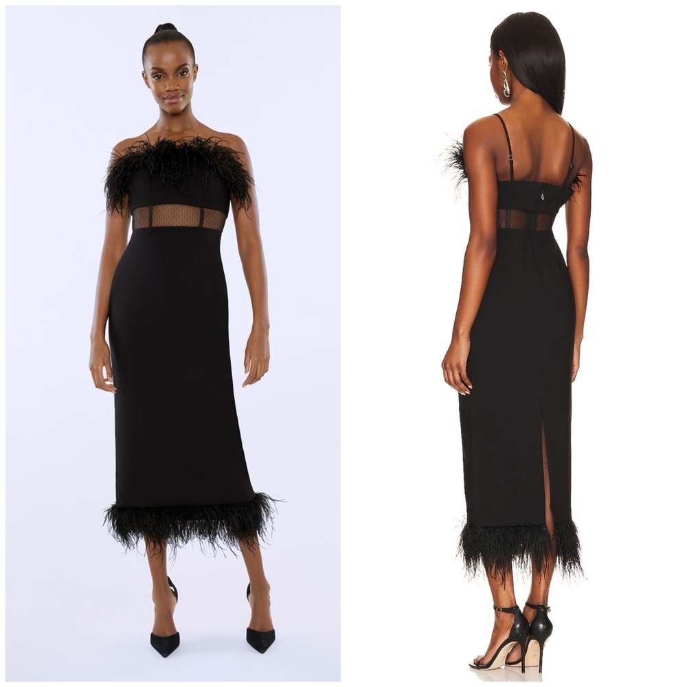 Likely Aubrey Feather Dress In Black Size 6